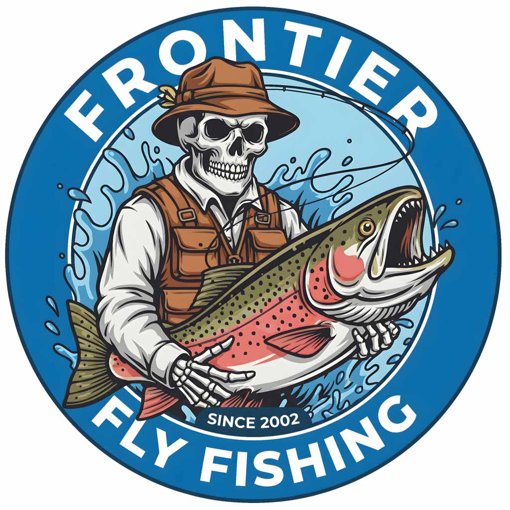 Frontier Fly Fishing Round Stickers Skelator
