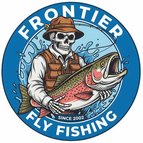 Frontier Fly Fishing Round Stickers Skelator